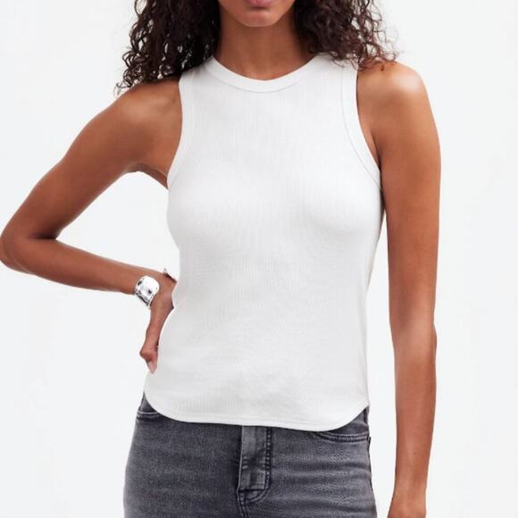 Madewell Tank Top Womens (Re)generative Cotton Ribbed Cutaway White Size XXS NEW - Picture 1 of 9